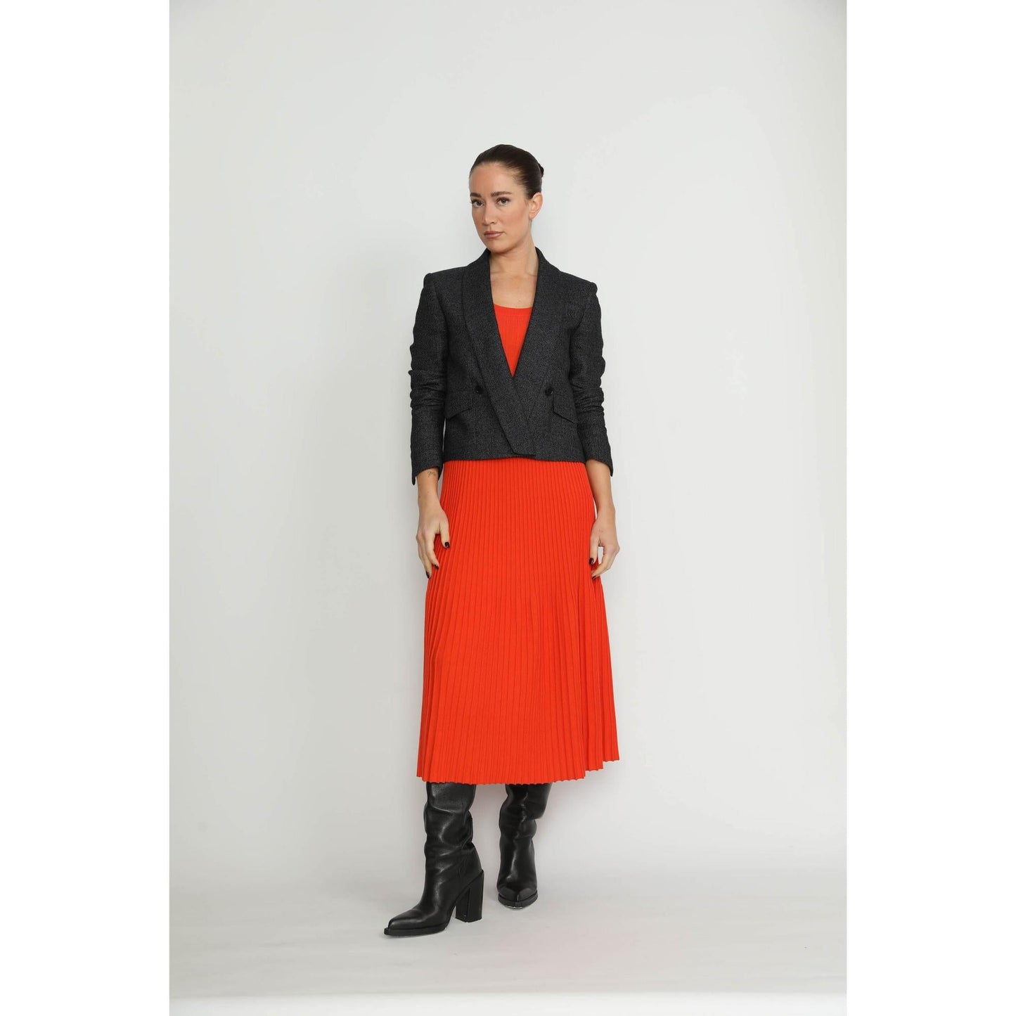 Women Grenoble Jacket - Grenoble Navy Honey Basketweave Double Breasted Short Jacket