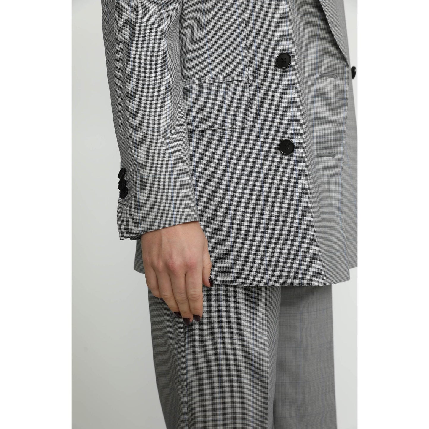 Women Bristol Jacket - Black & White Houndstooth Check Loose Fit Jacket