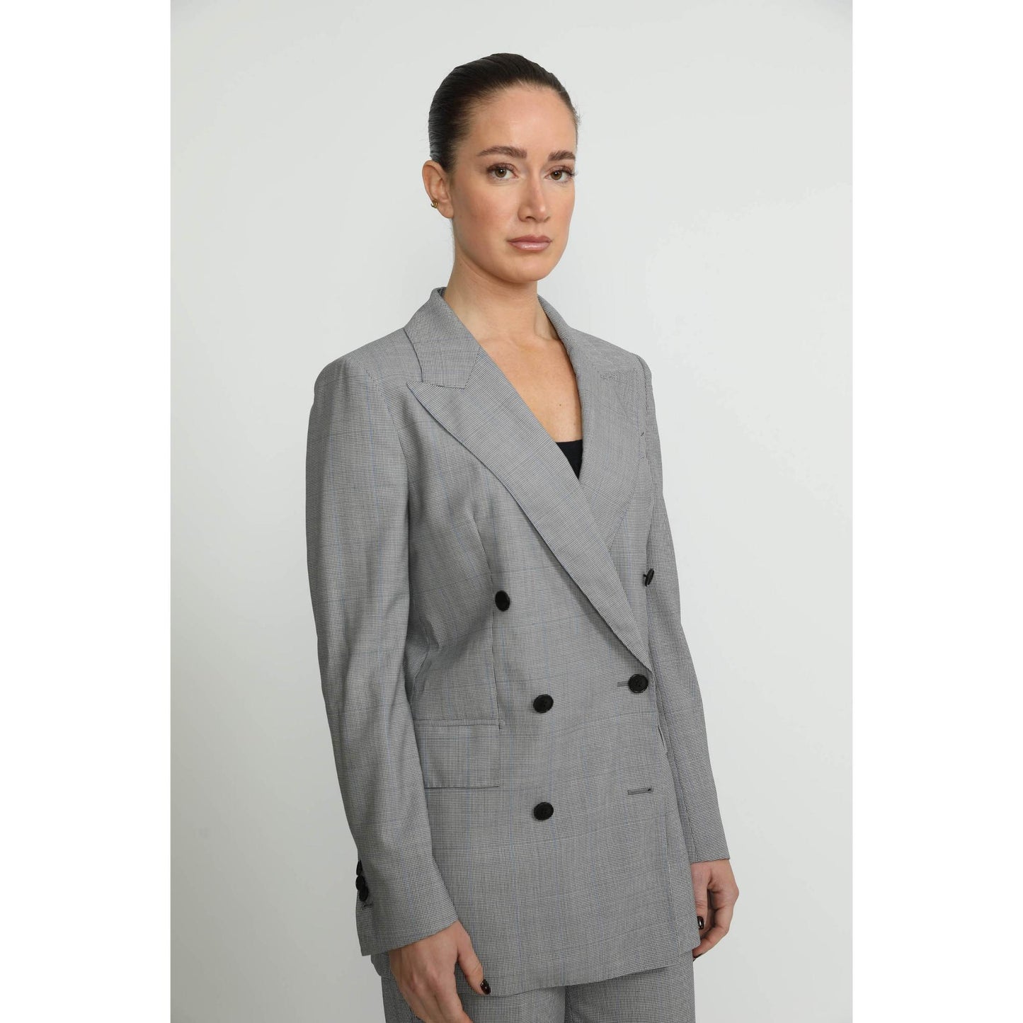 Women Bristol Jacket - Black & White Houndstooth Check Loose Fit Jacket