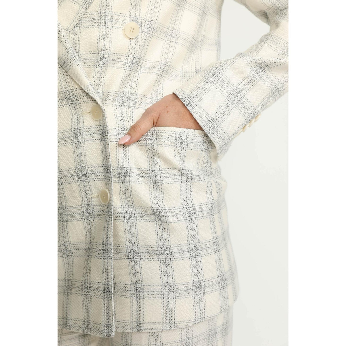 Women Bristol Jacket - Bristol Black/White Houndstooth Check Loose Fit Jacket