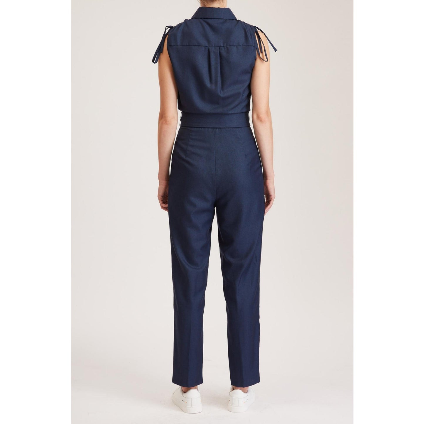 Women Margate Jumpsuit - Sleeveless Jumpsuit in Navy Wool Blend