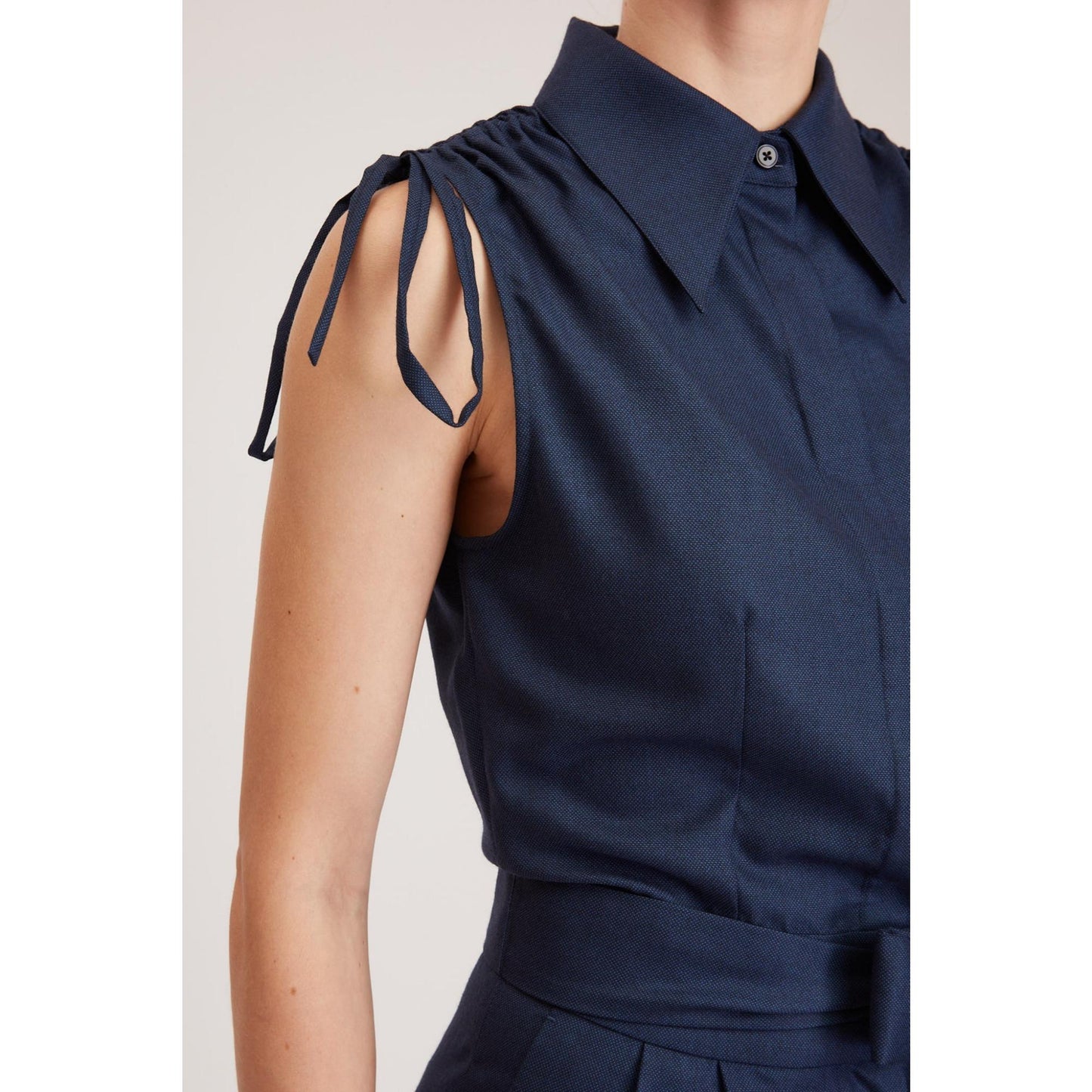 Women Margate Jumpsuit - Sleeveless Jumpsuit in Navy Wool Blend