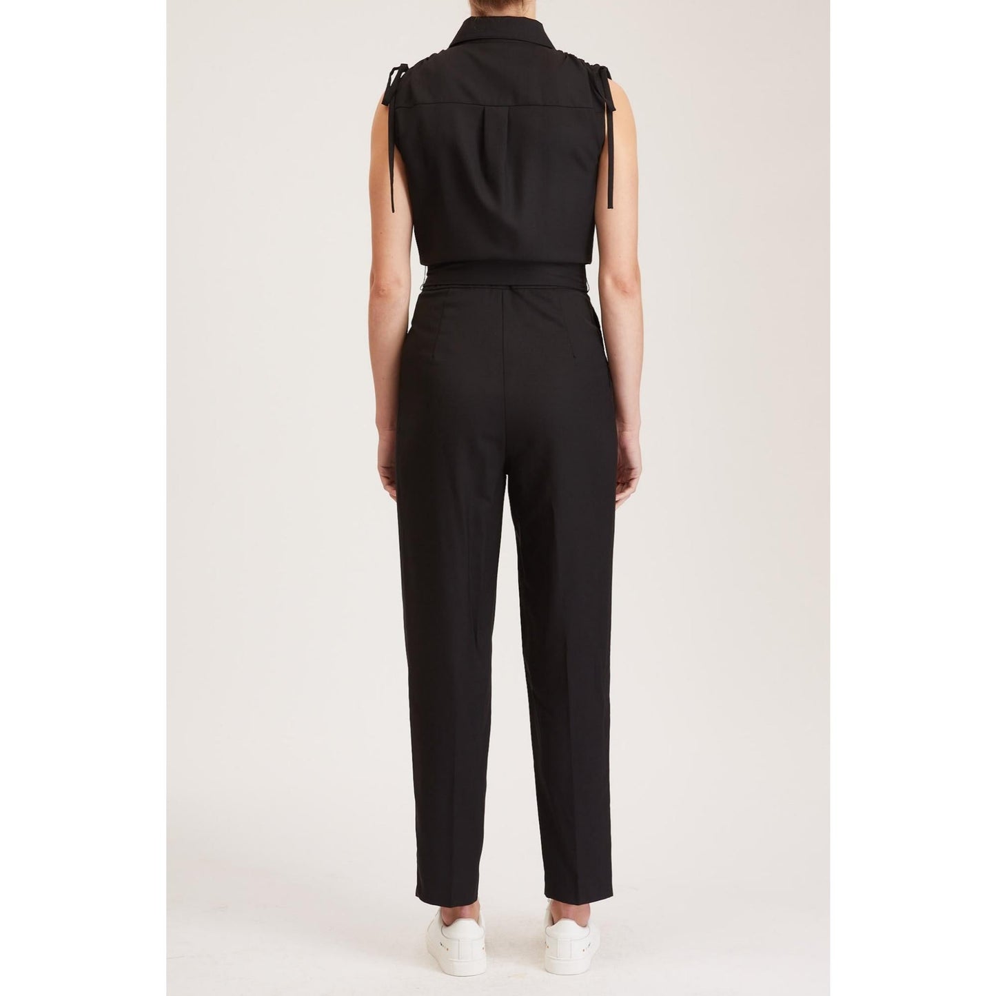 Women Margate Jumpsuit - Sleeveless Jumpsuit in Black Wool
