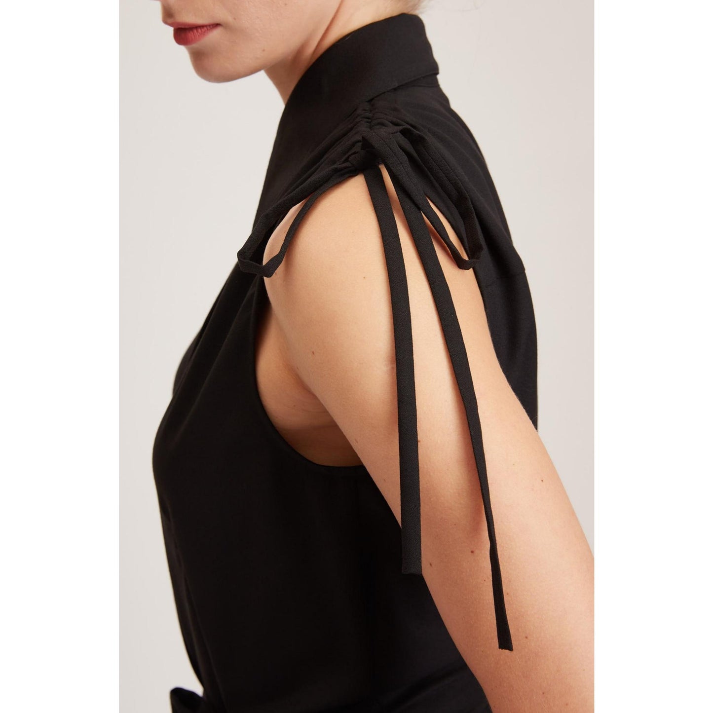 Women Margate Jumpsuit - Sleeveless Jumpsuit in Black Wool