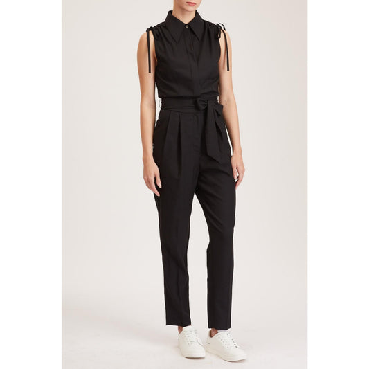 Women Margate Jumpsuit - Sleeveless Jumpsuit in Black Wool