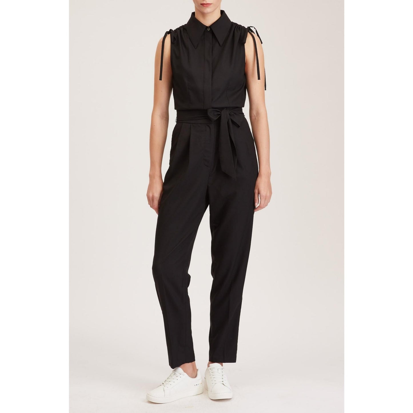 Women Margate Jumpsuit - Sleeveless Jumpsuit in Black Wool