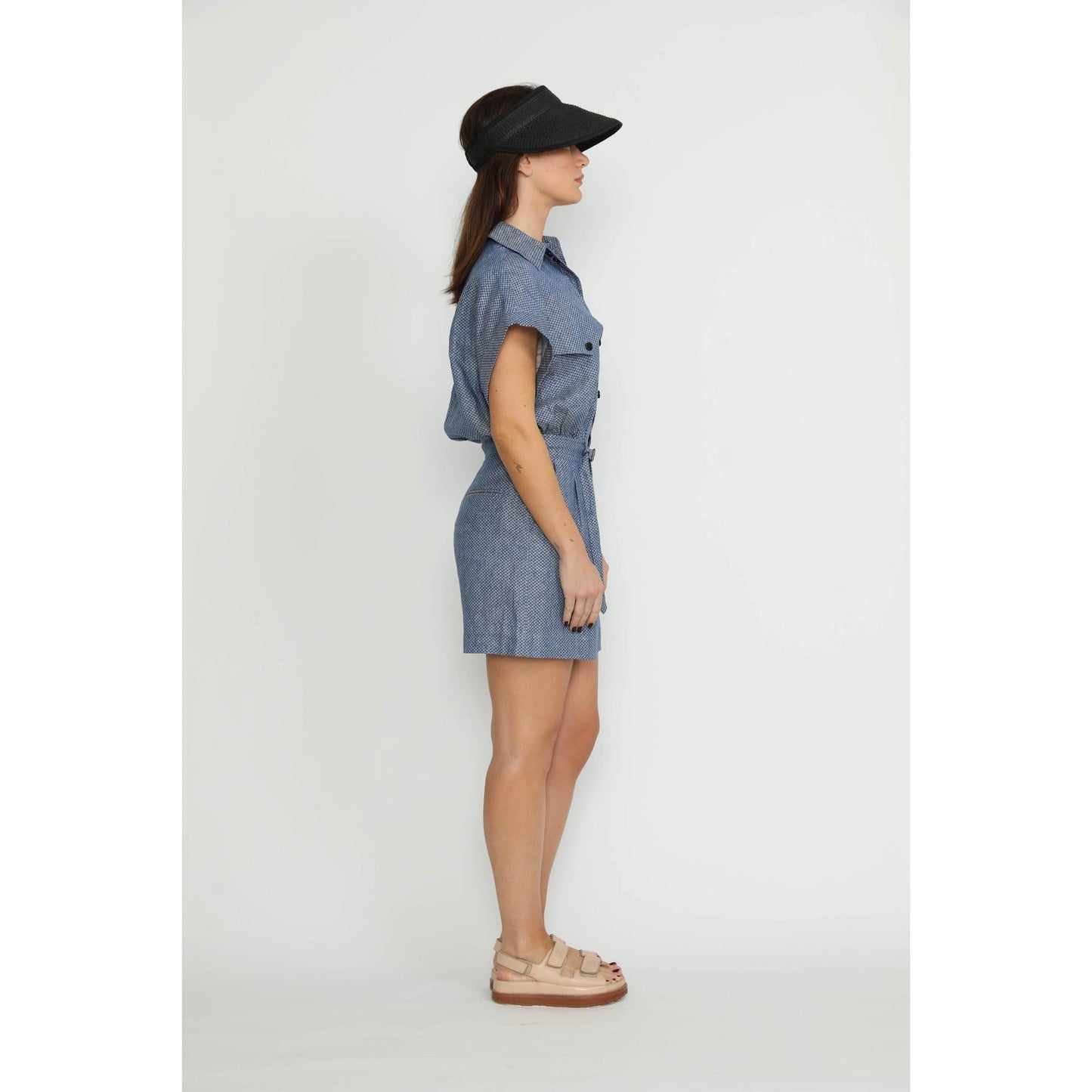 Women Geneva Jumpsuit - Geneva Shorts Jumpsuit in Denim Blue Floral
