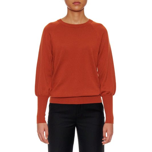 Women Orleans Crew - Long Blousing Sleeve Easy- Care-Wool Blouse With Crew Neck