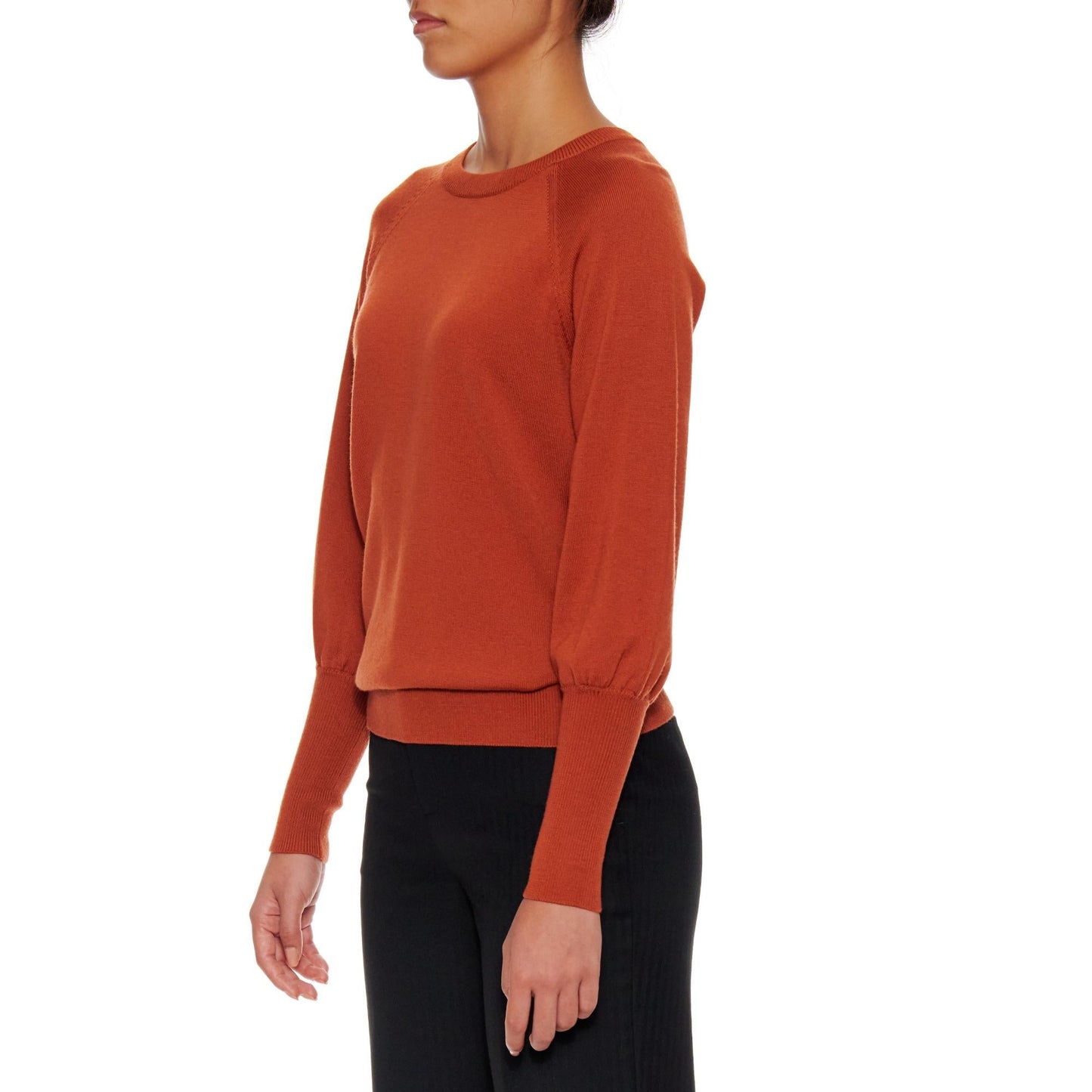 Women Orleans Crew - Long Blousing Sleeve Easy- Care-Wool Blouse With Crew Neck
