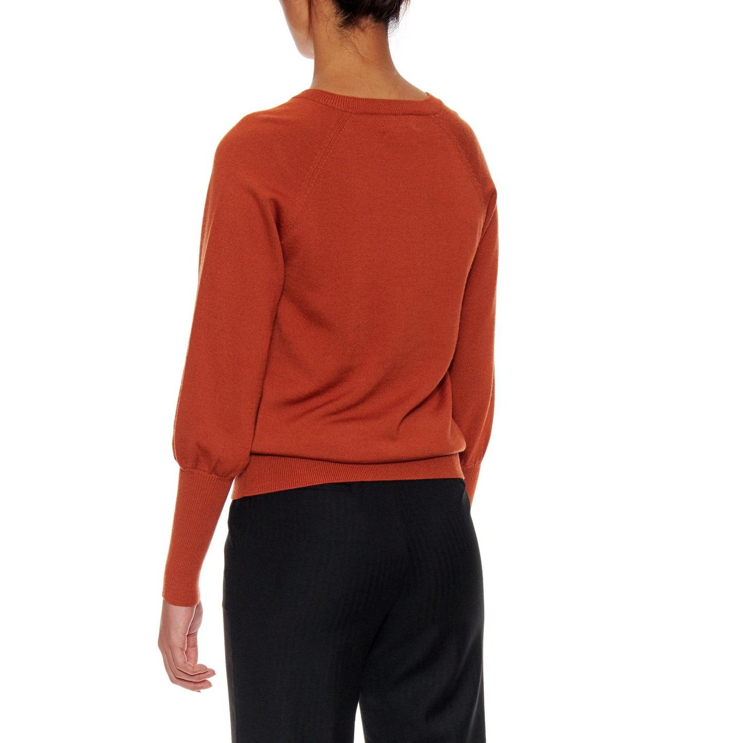 Women Orleans Crew - Long Blousing Sleeve Easy- Care-Wool Blouse With Crew Neck
