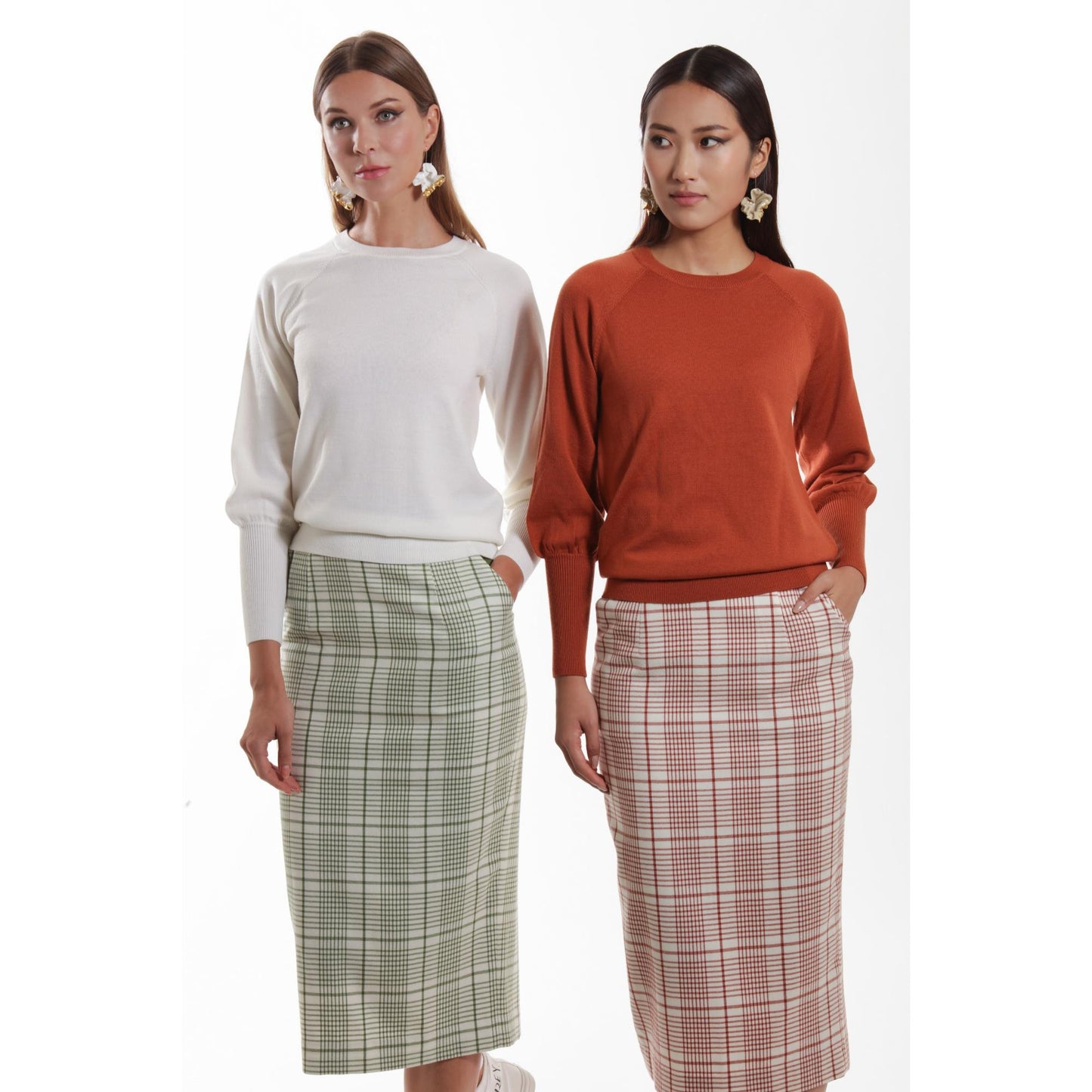 Women Orleans Crew - Long Blousing Sleeve Easy- Care-Wool Blouse With Crew Neck