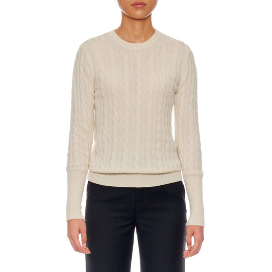 Women Strasbourg - Cable Knit Cashmere Sweater in White