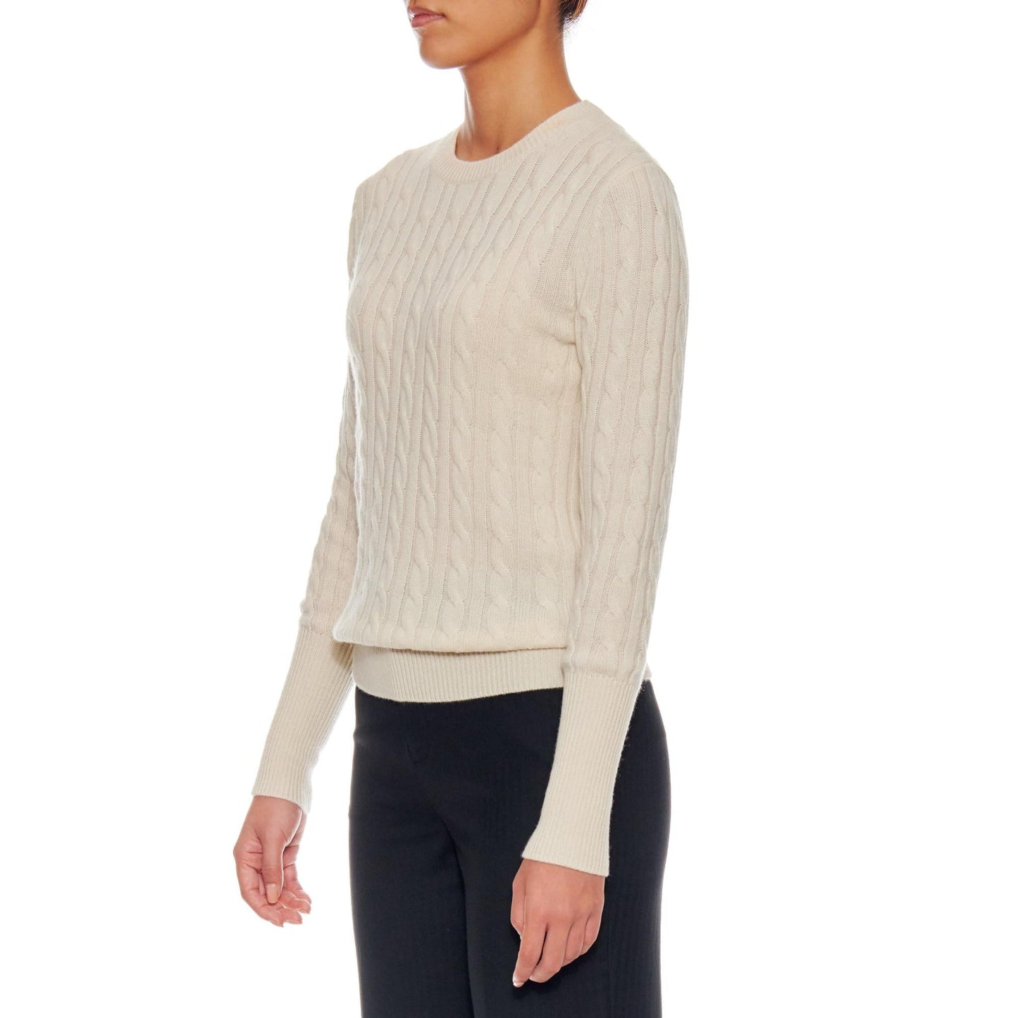 Women Strasbourg - Cable Knit Cashmere Sweater in White