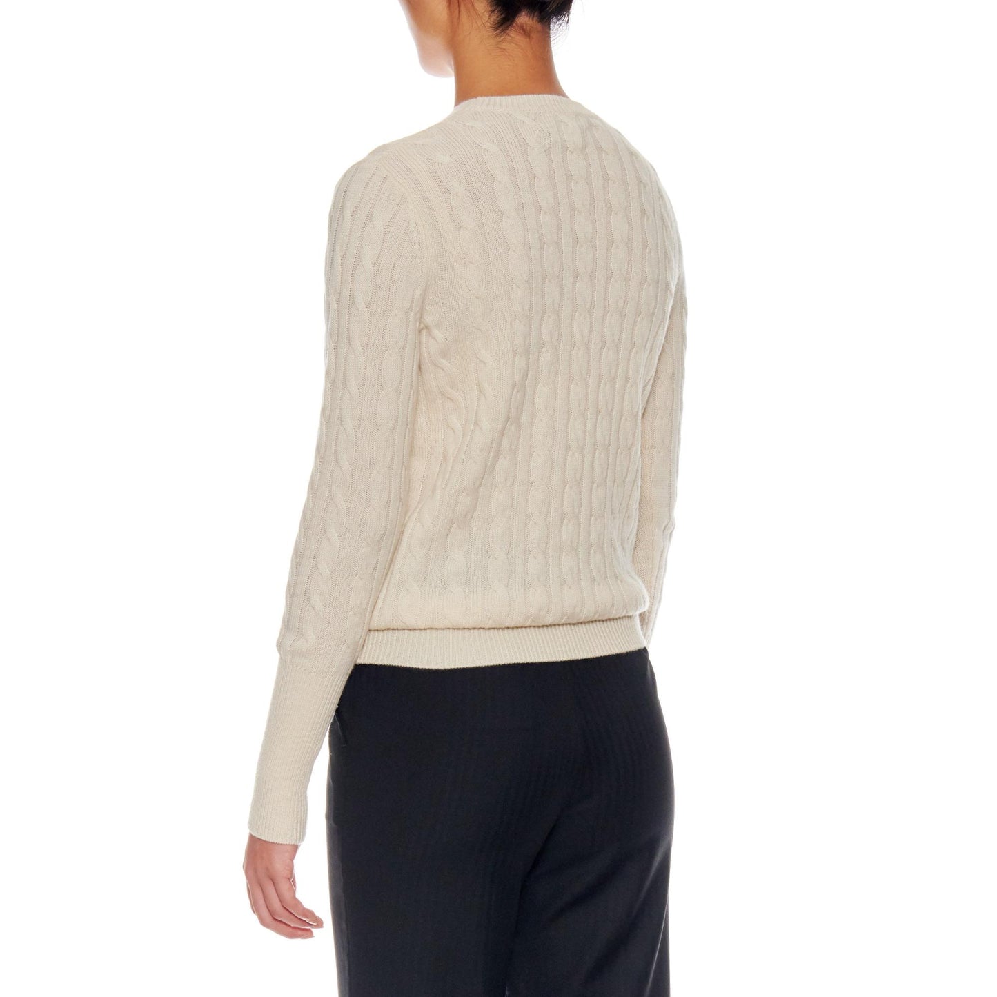 Women Strasbourg - Cable Knit Cashmere Sweater in White