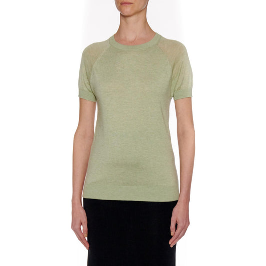 Women Lourdess Top - Short Sleeve Cotton-Silk T-Shirt - Mint