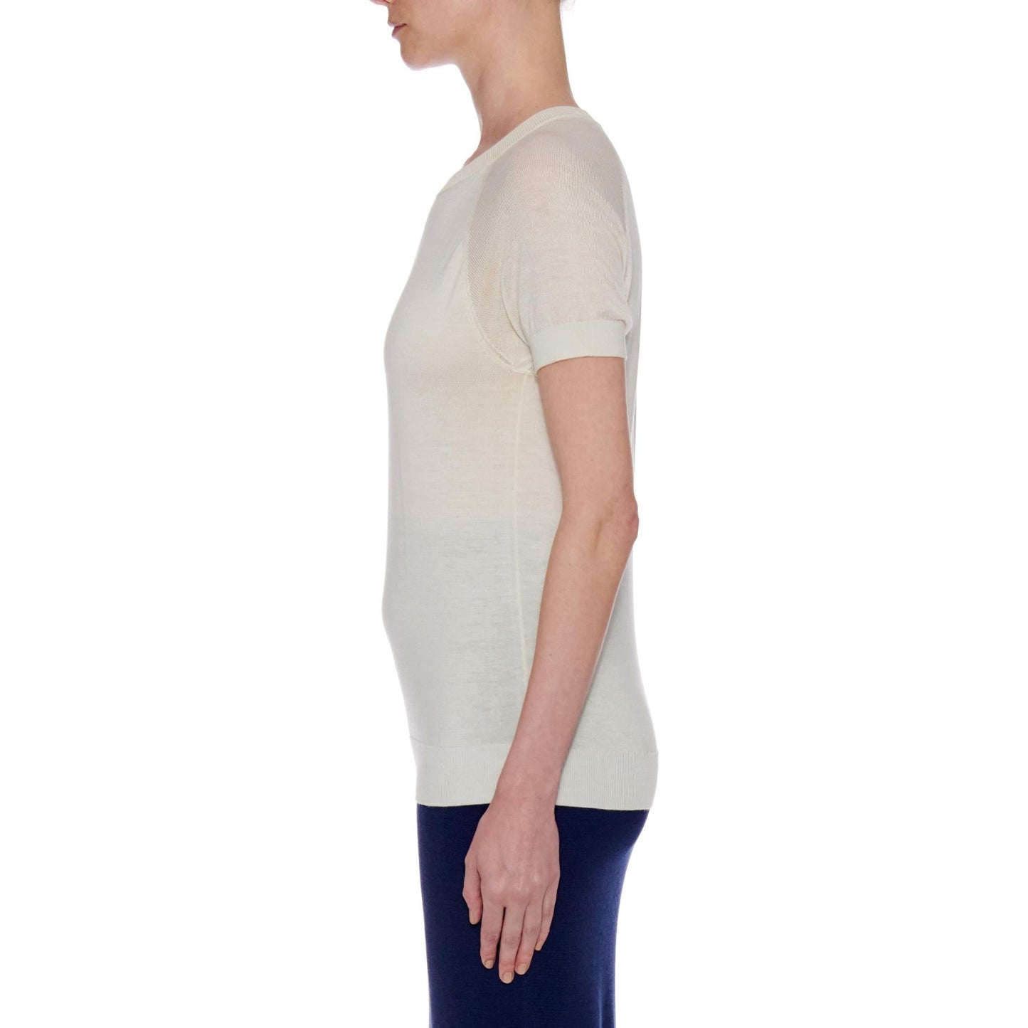 Women Lourdes - Short Sleeve Cotton-Silk T-Shirt in White
