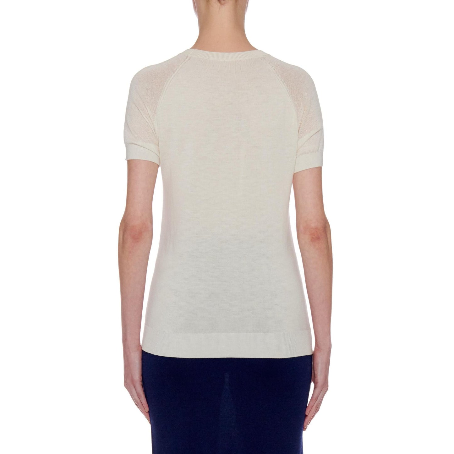 Women Lourdes - Short Sleeve Cotton-Silk T-Shirt in White