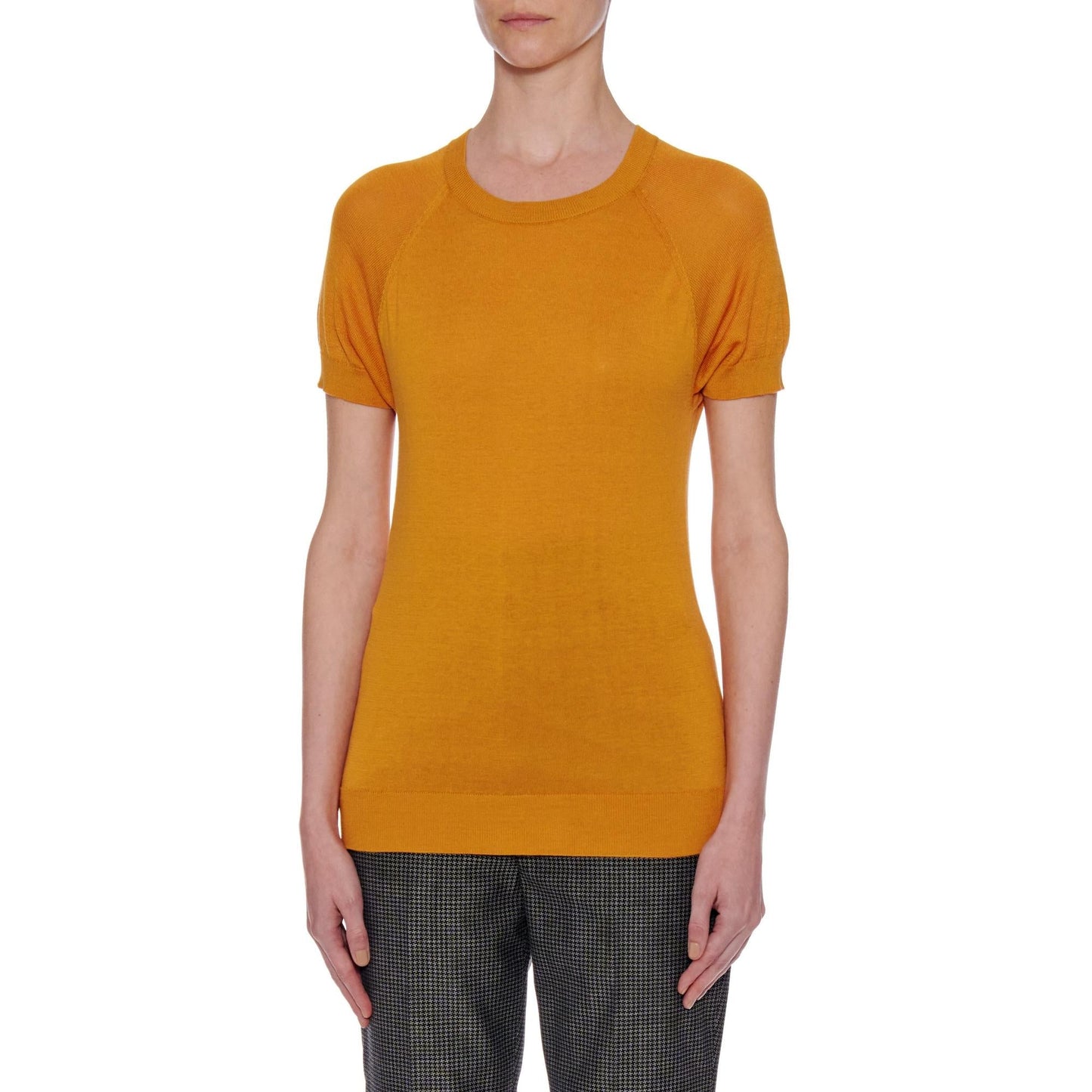 Women Lourdes - Short Sleeve Cotton-Silk T-Shirt in Tan