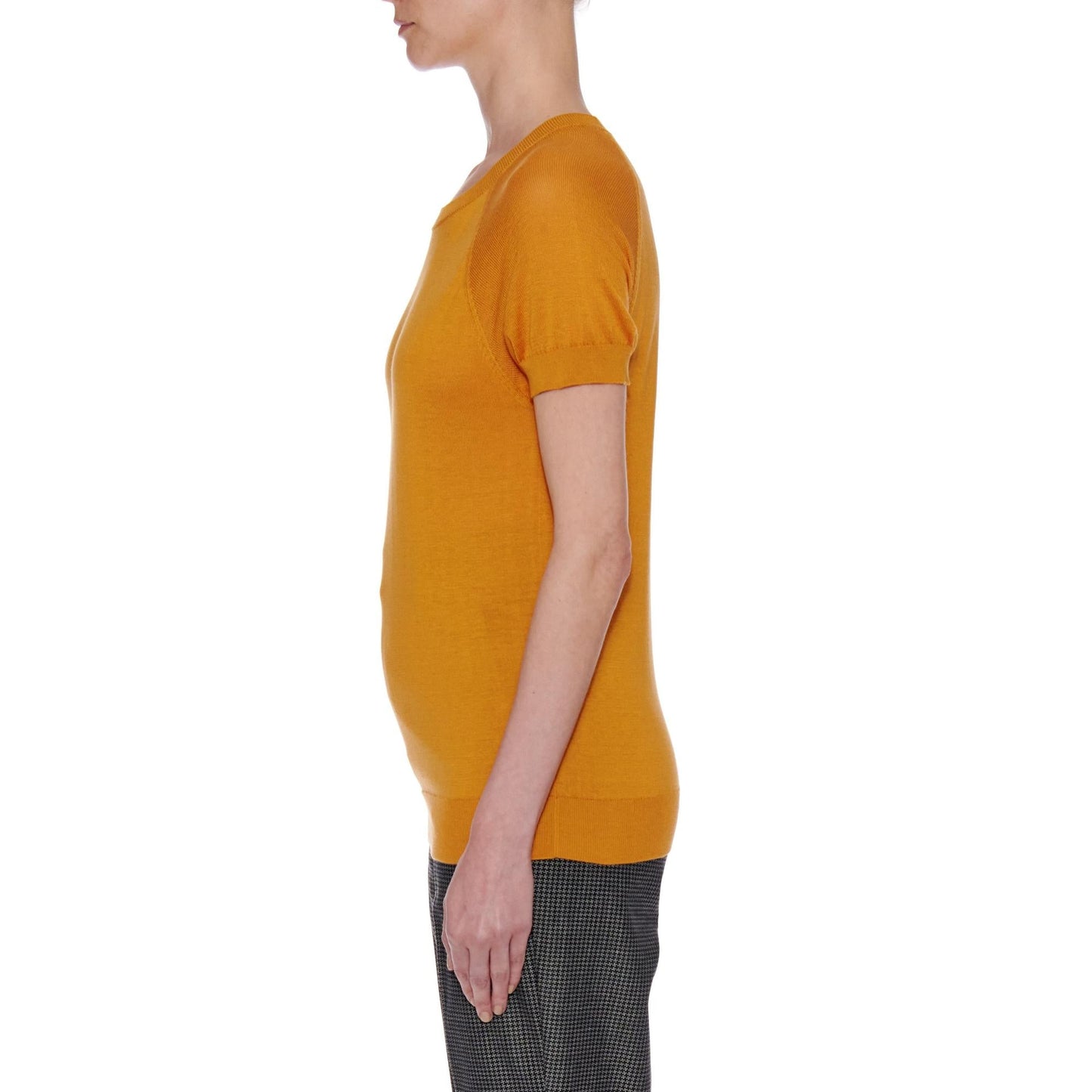 Women Lourdes - Short Sleeve Cotton-Silk T-Shirt in Tan