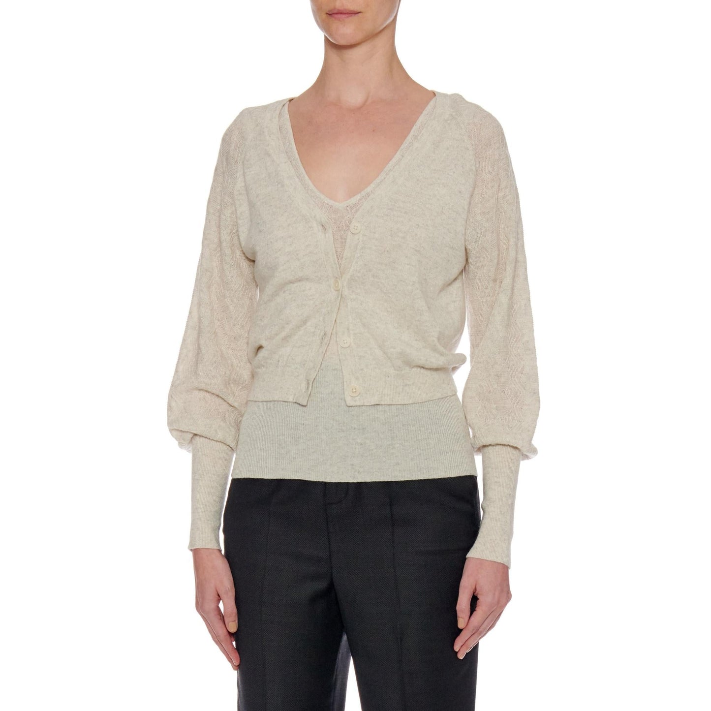 Women Madrid Cardigan - Contrast Knit Short Cardigan - White - Catkin