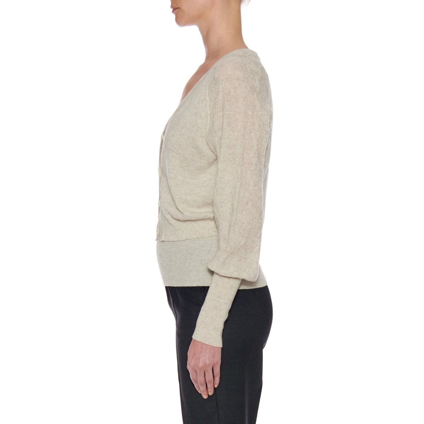 Women Madrid Cardigan - Contrast Knit Short Cardigan - White - Catkin