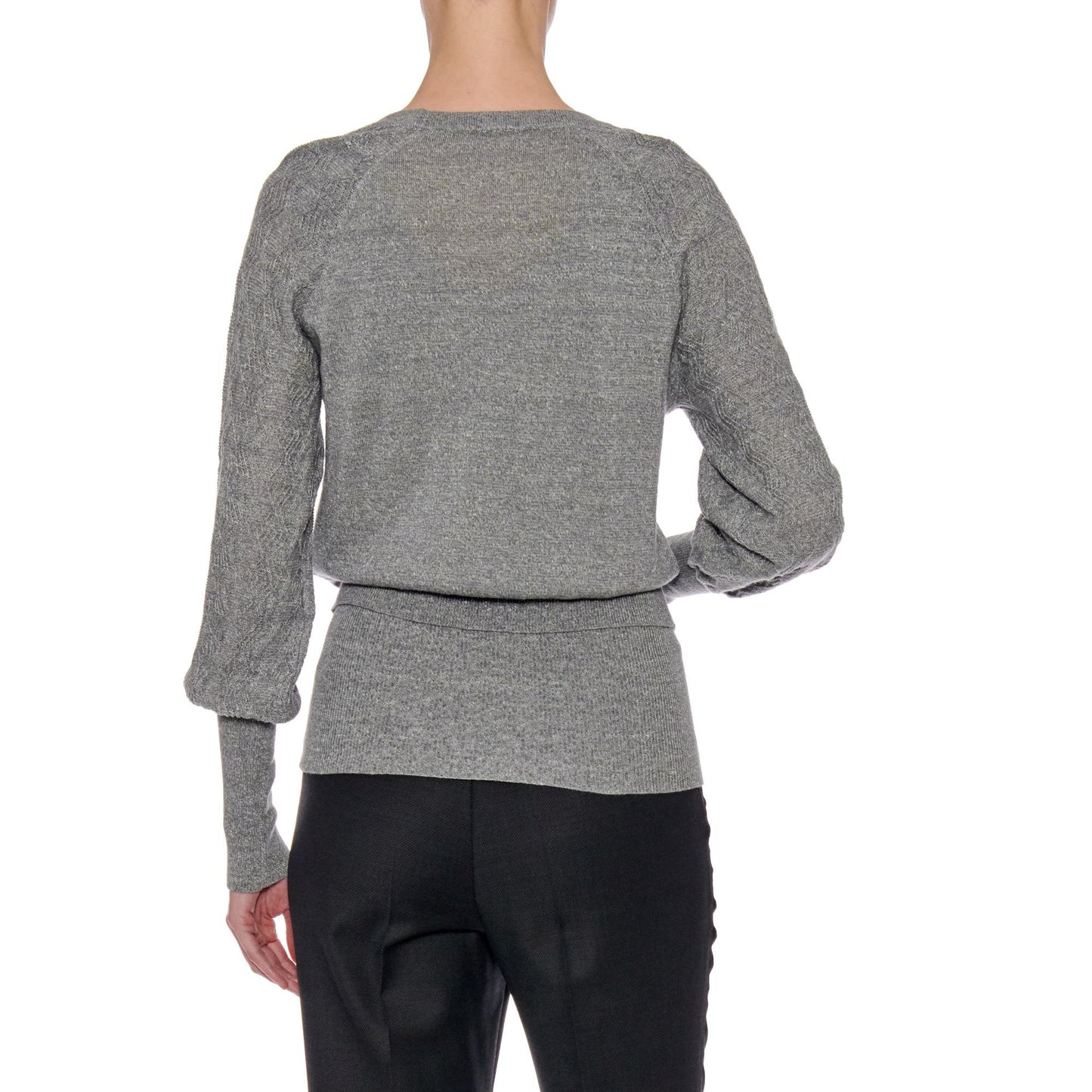 Women Madrid Cardigan - Contrast Knit Short Cardigan - Grey