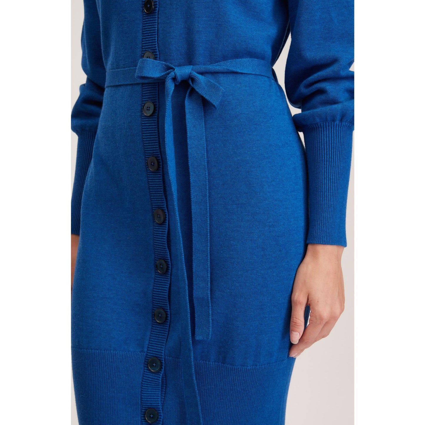 Women Swindon Knit Dress - Plain Knit, Loose Fit Midi Dress in Royal Blue