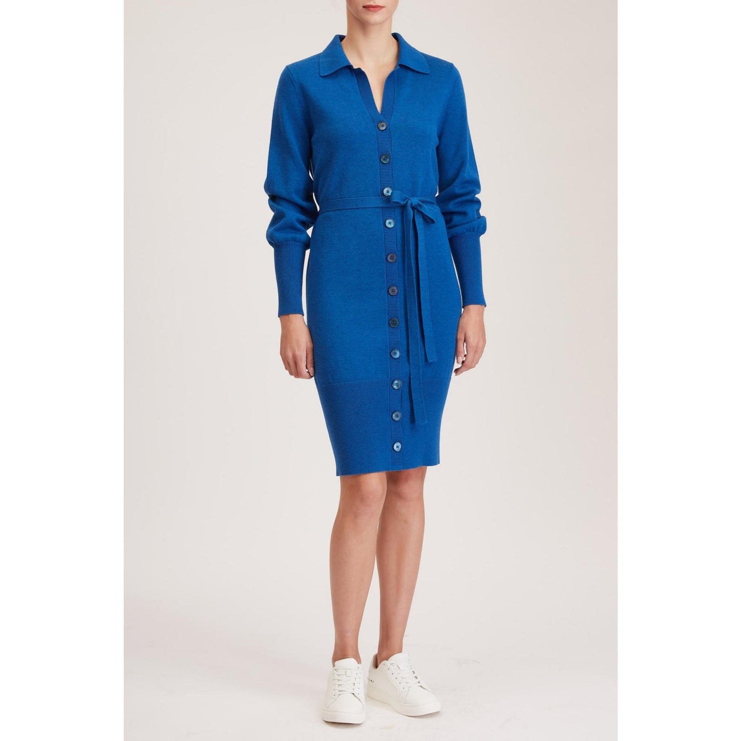 Women Swindon Knit Dress - Plain Knit, Loose Fit Midi Dress in Royal Blue