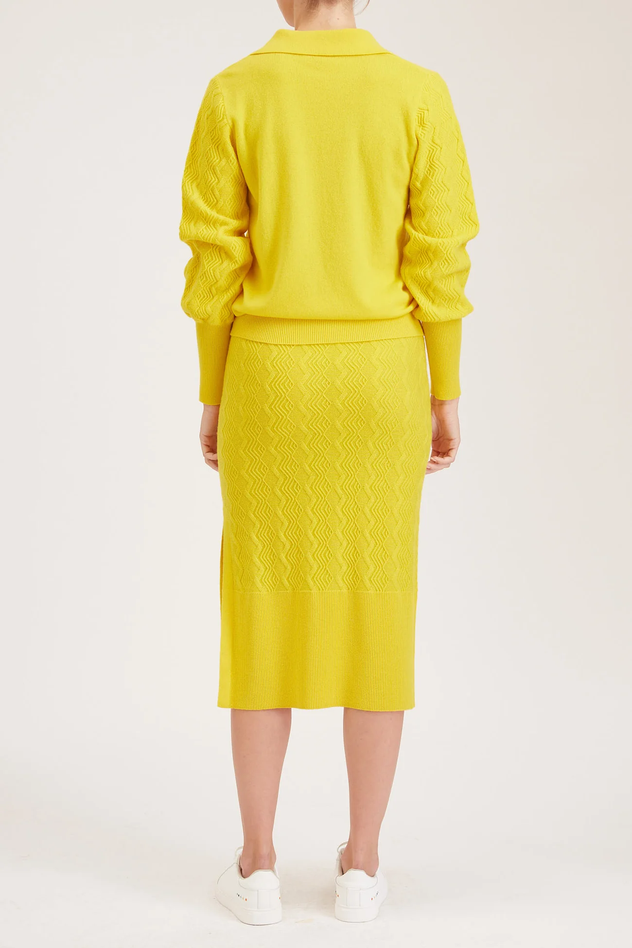 [New Item] Women York Top - Open Polo Neck Loose Fit Knit Sweater in Yellow