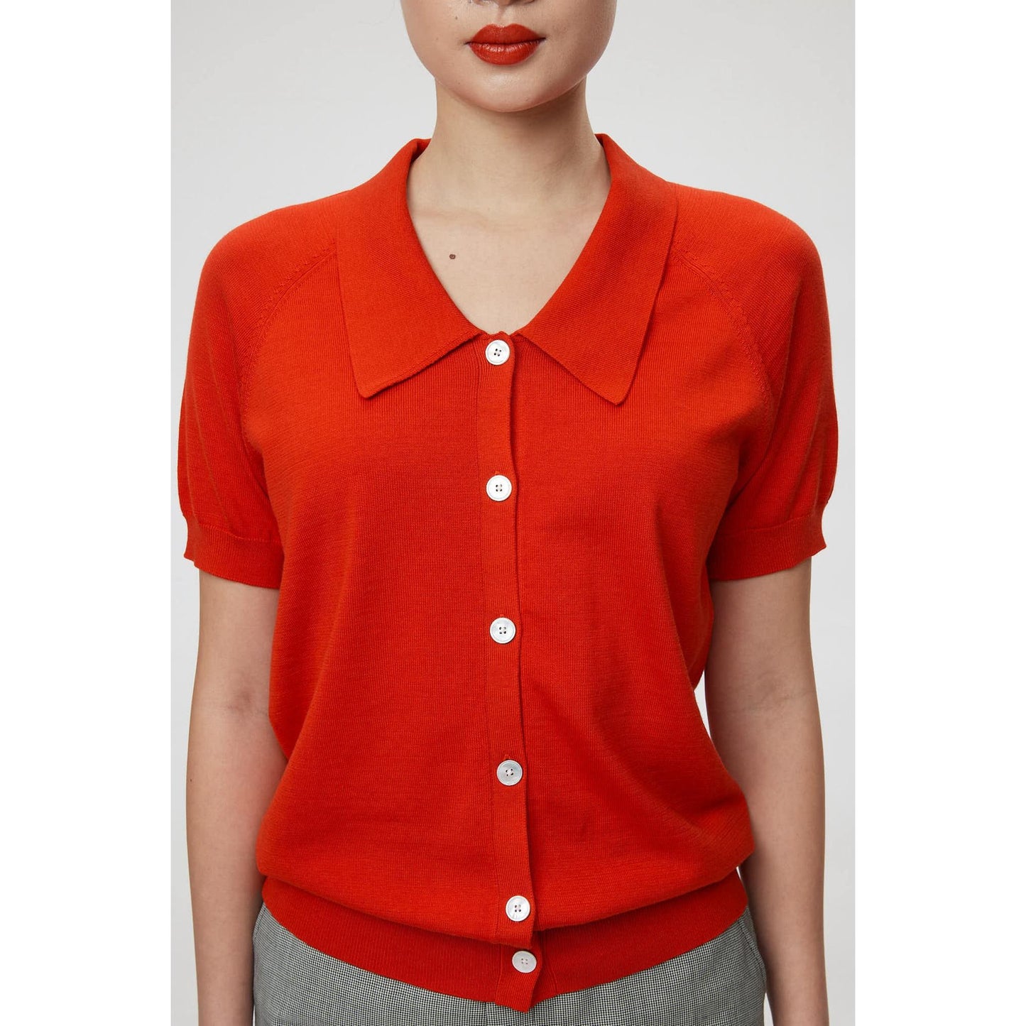 Women Vicenza Top - Button Down Blouse in Poppy Red