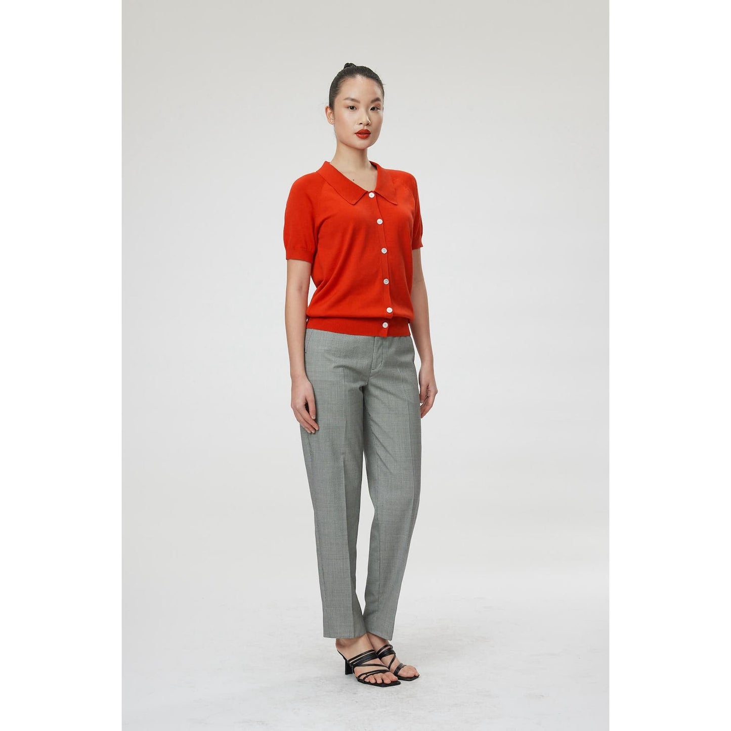 Women Vicenza Top - Button Down Blouse in Poppy Red