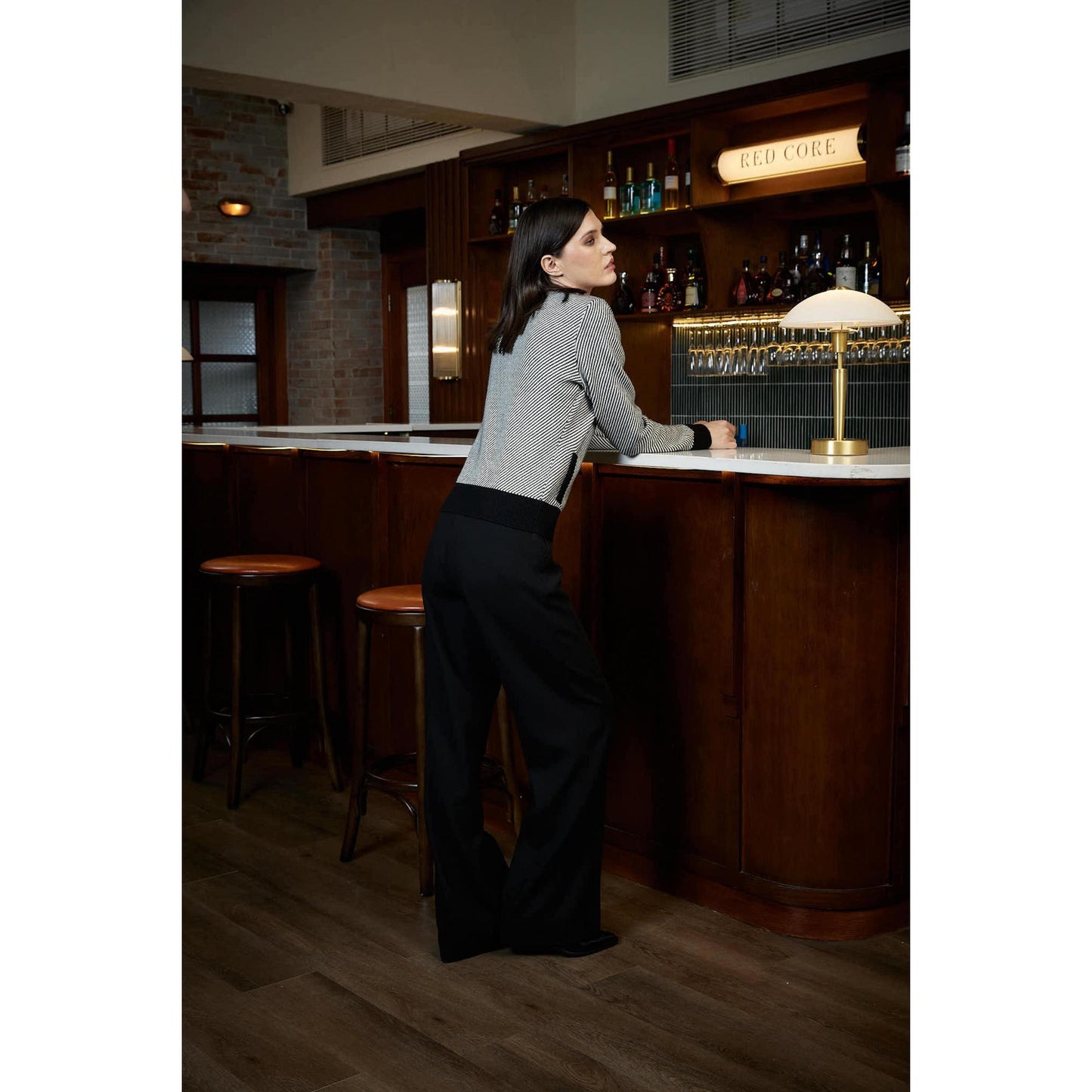 Women Lisbon Cardigan - Two Tone Cardigan in Twill - Black/Daisy White