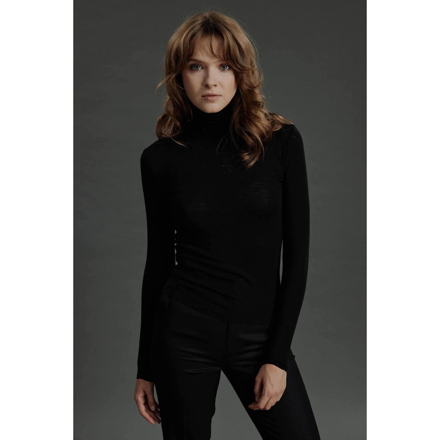 Women Braga Top - Turtle Neck Sweater in Black