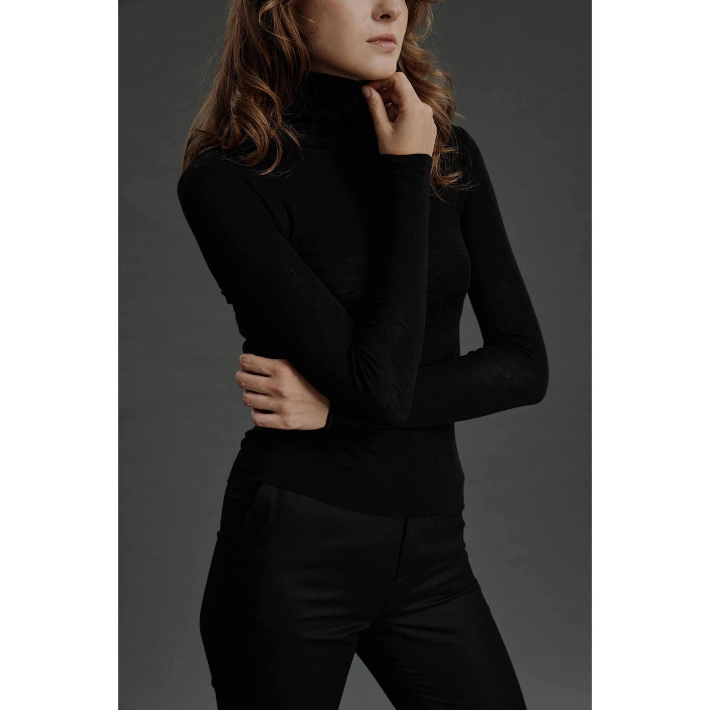 Women Braga Top - Turtle Neck Sweater in Black
