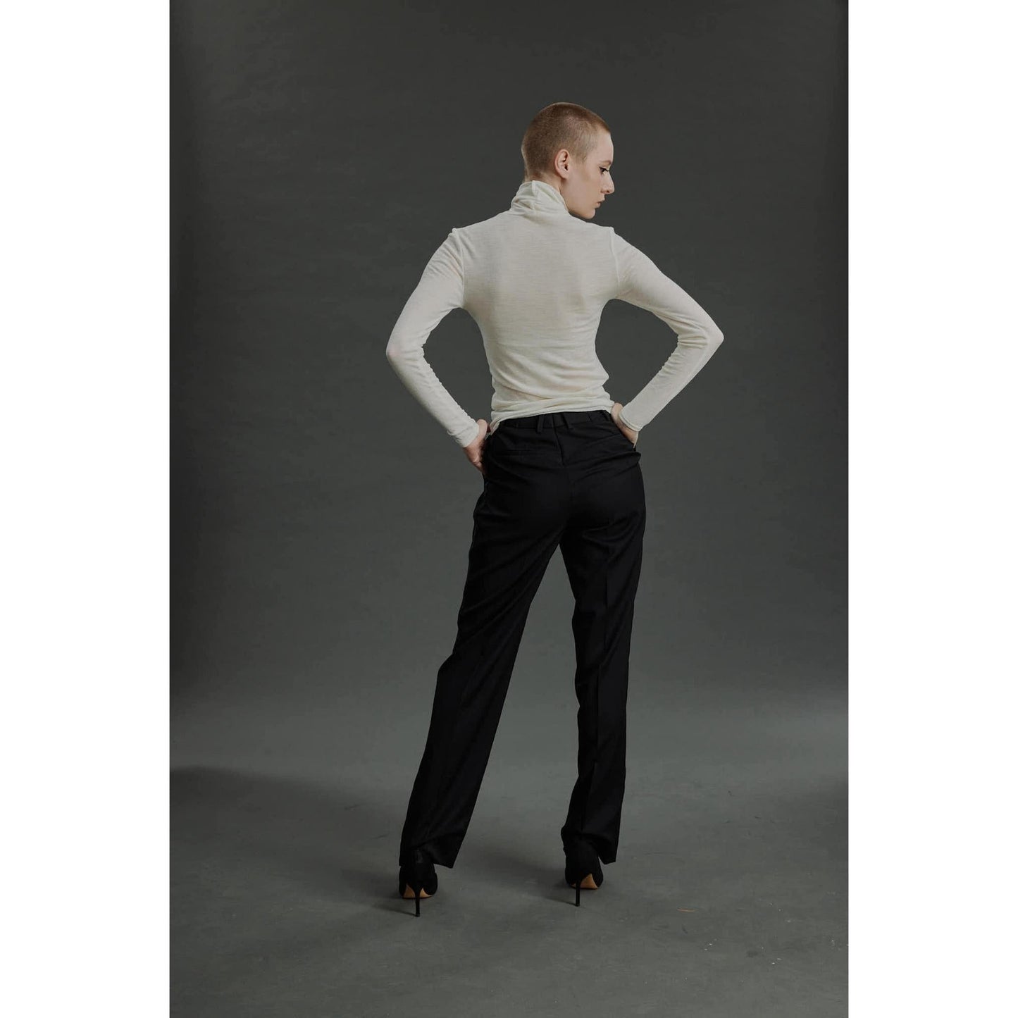 Women Braga Top - Turtle Neck Sweater in White