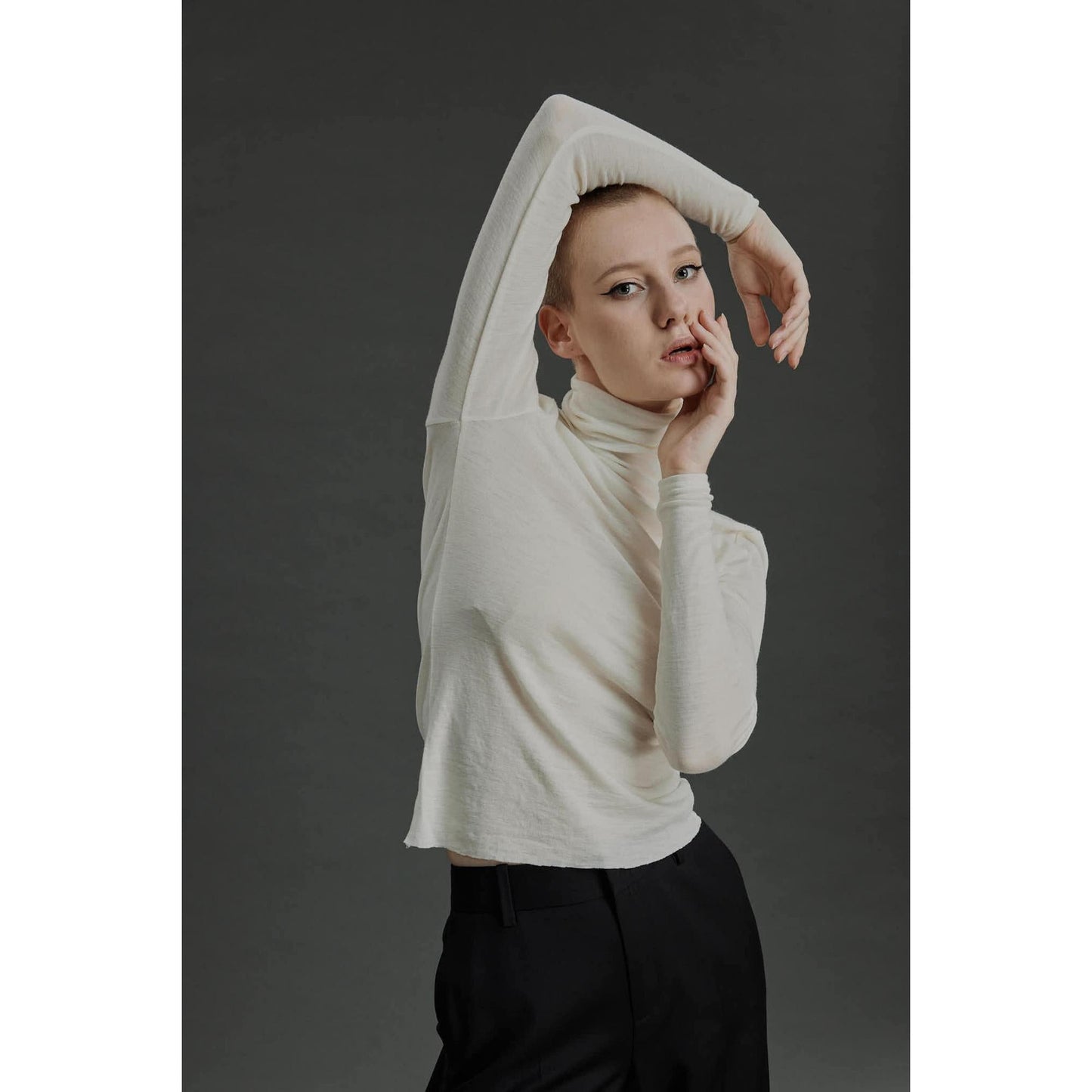 Women Braga Top - Turtle Neck Sweater in White