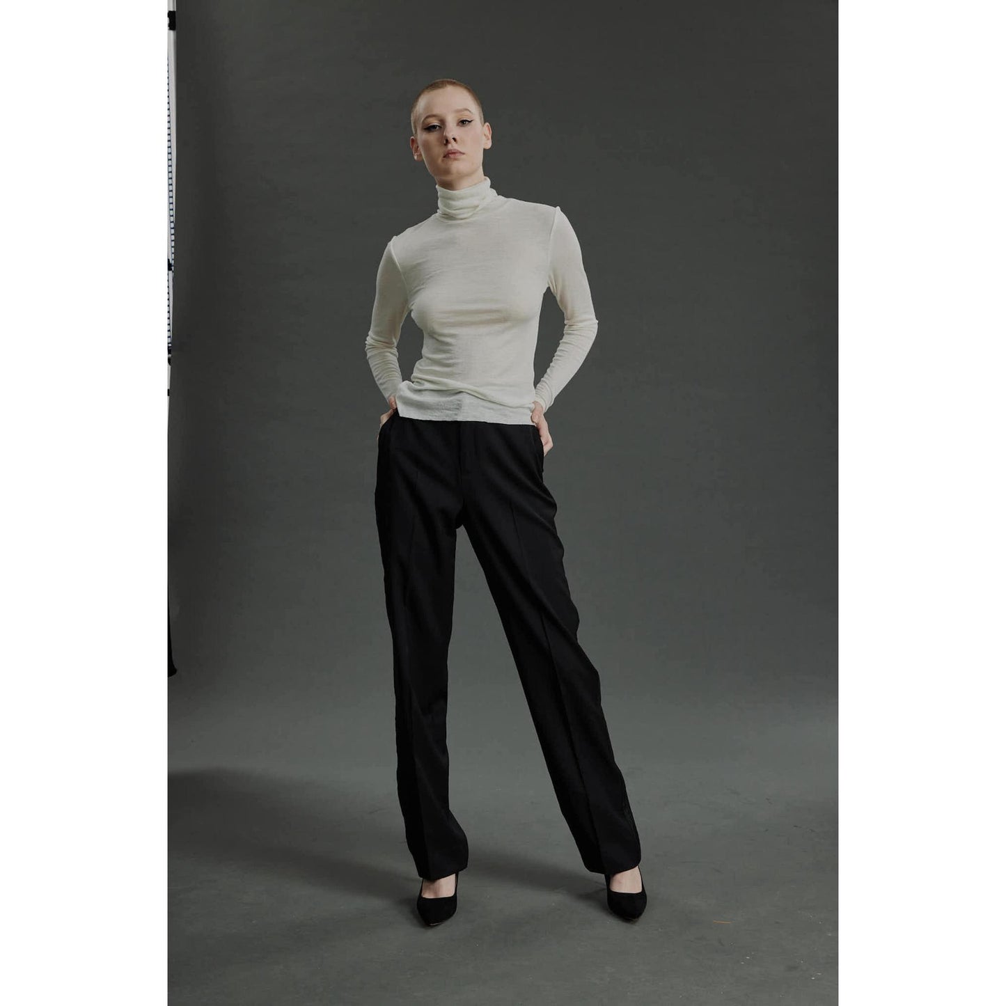 Women Braga Top - Turtle Neck Sweater in White
