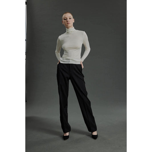 Women Braga Top - Turtle Neck Sweater in White