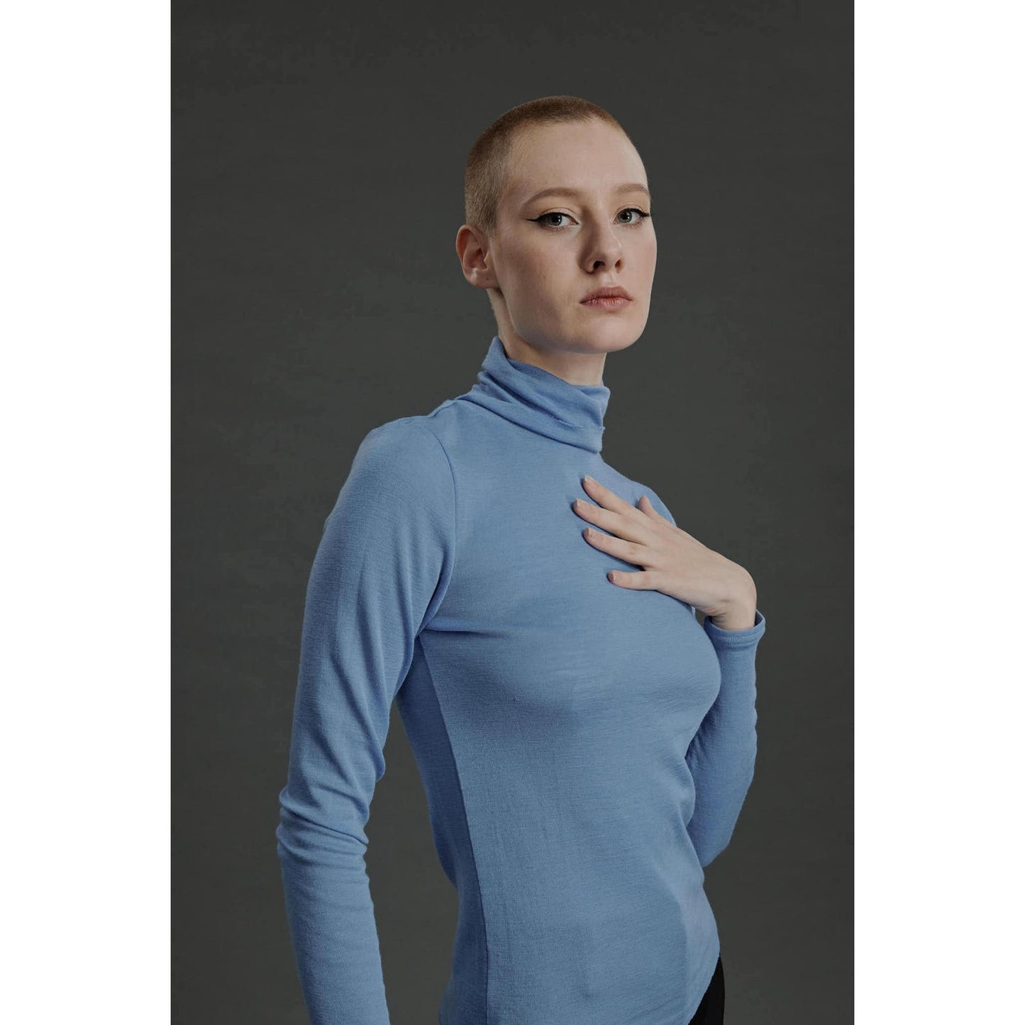 Women Braga Top - Turtle Neck Sweater in Blue
