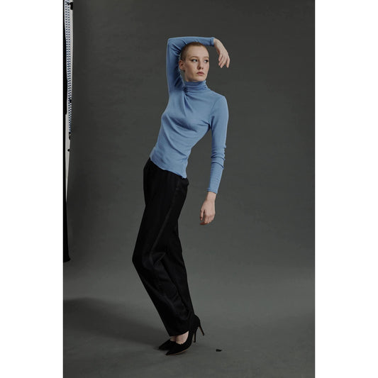 Women Braga Top - Turtle Neck Sweater in Blue