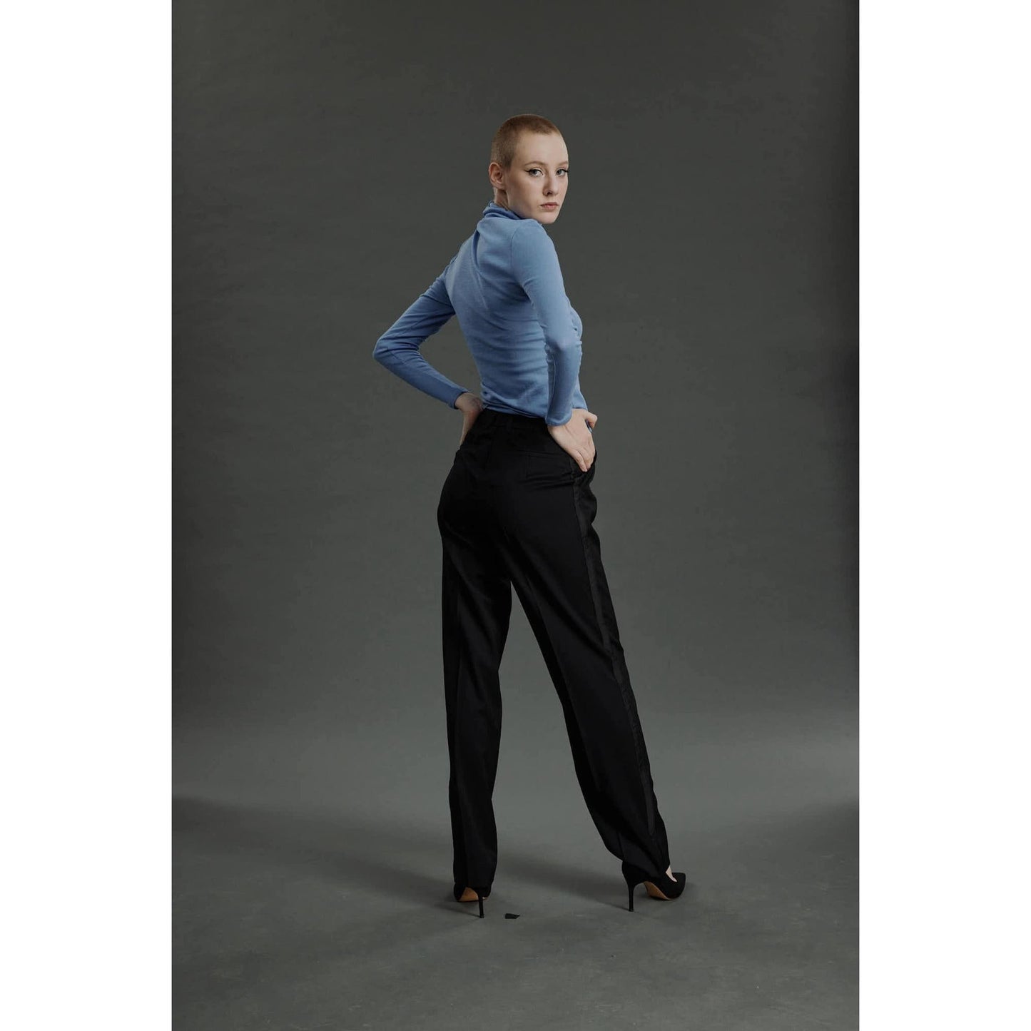 Women Braga Top - Turtle Neck Sweater in Blue