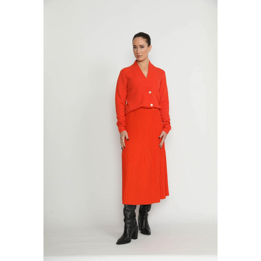 Women Appenzell Cardigan - Appenzell Merino Wool Orange Wrap Cardigan - Orange