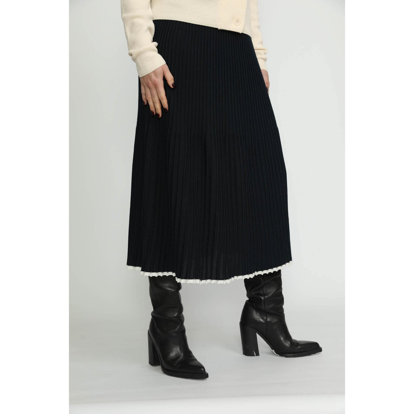 Women Altdorf Skirt - Altdorf Navy Blue Pleated Knit Skirt