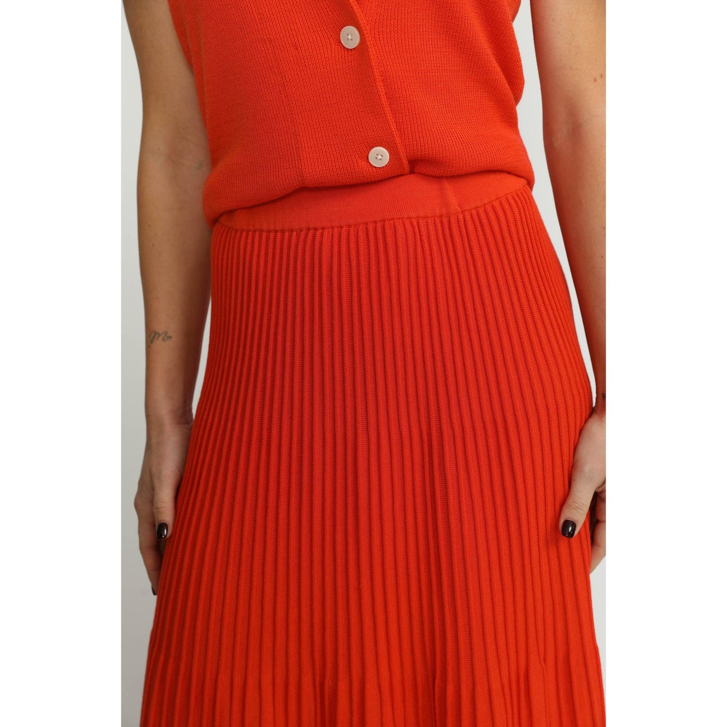Women Altdorf Skirt - Altdorf Orange Pleated Knit Skirt