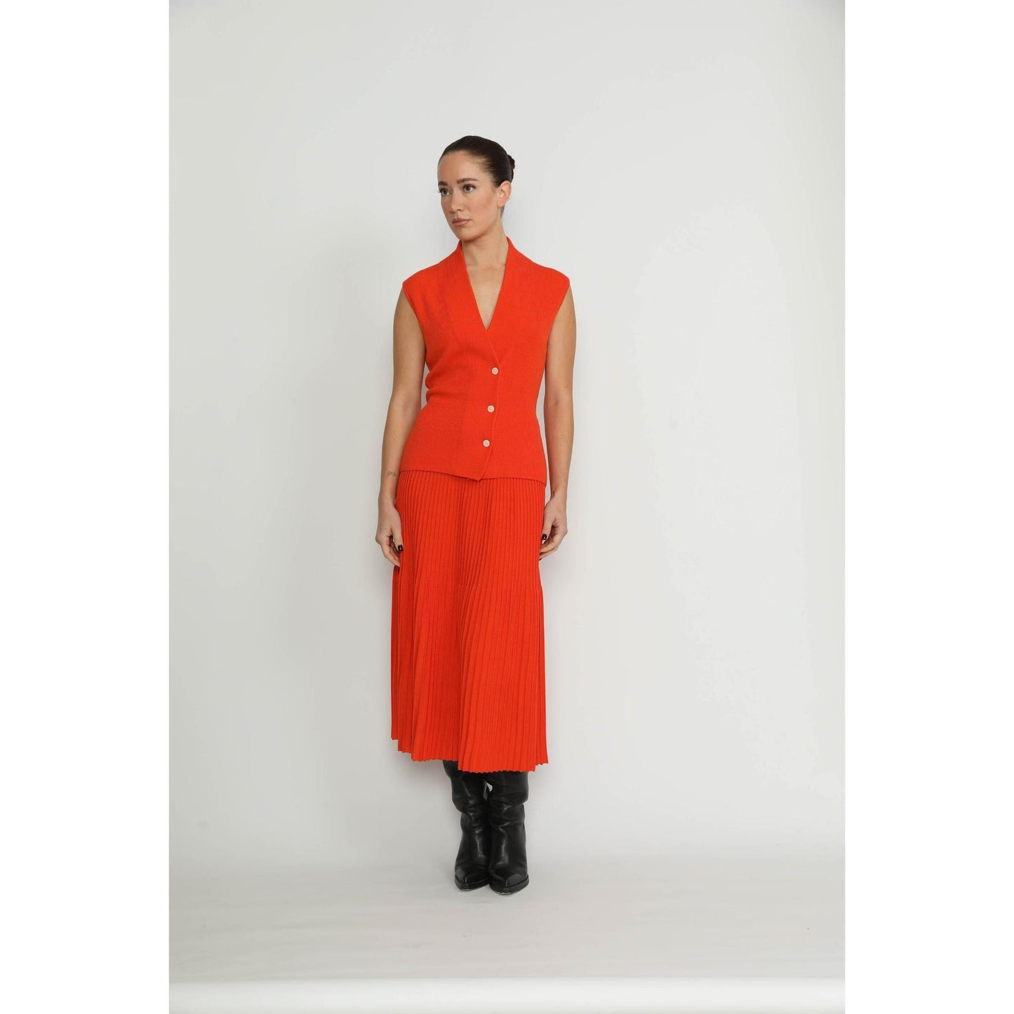 Women Altdorf Skirt - Altdorf Orange Pleated Knit Skirt