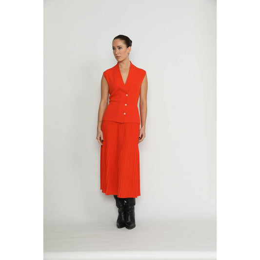 Women Altdorf Skirt - Altdorf Orange Pleated Knit Skirt