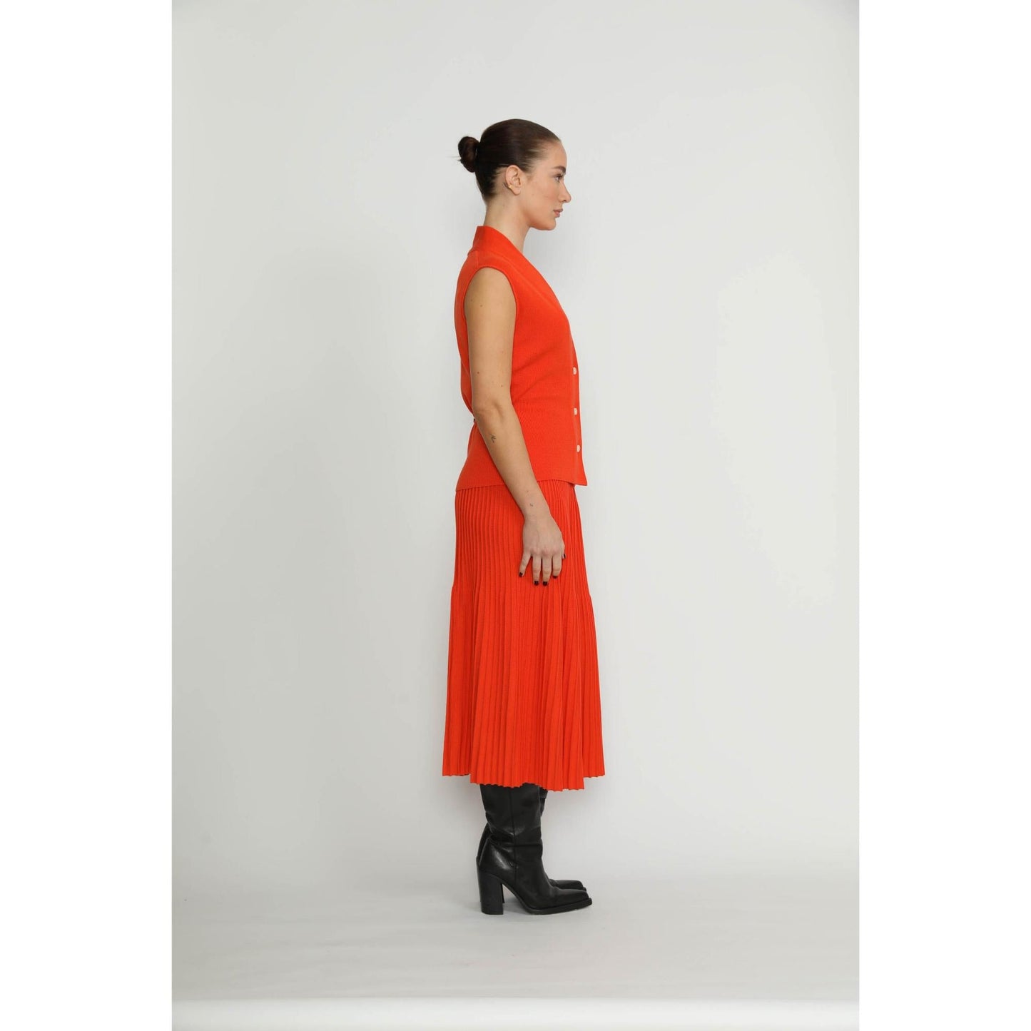 Women Altdorf Skirt - Altdorf Orange Pleated Knit Skirt