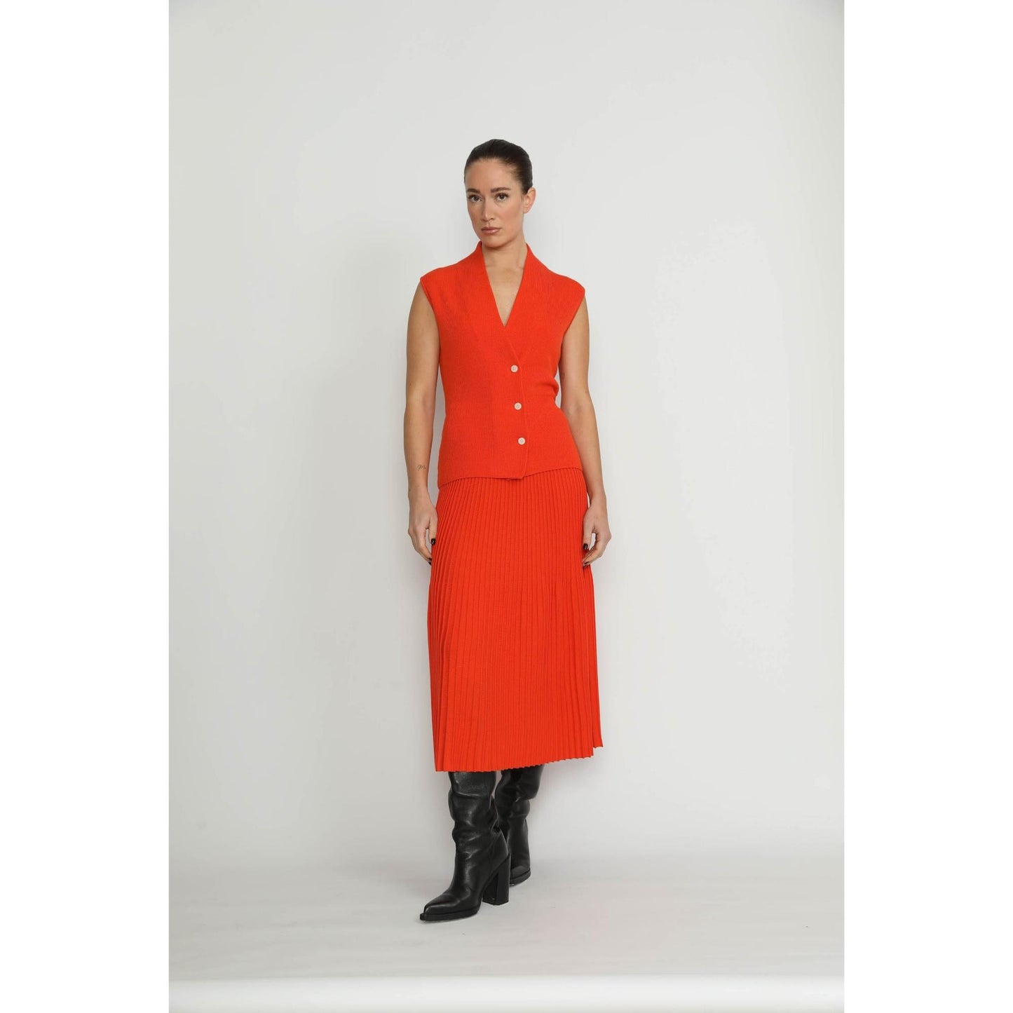 Women Arbon Waistcoat - Arbon Orange Knit Waistcoat