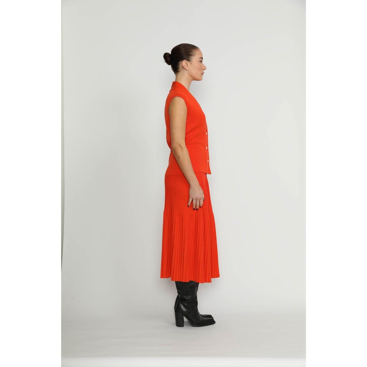 Women Arbon Waistcoat - Arbon Orange Knit Waistcoat