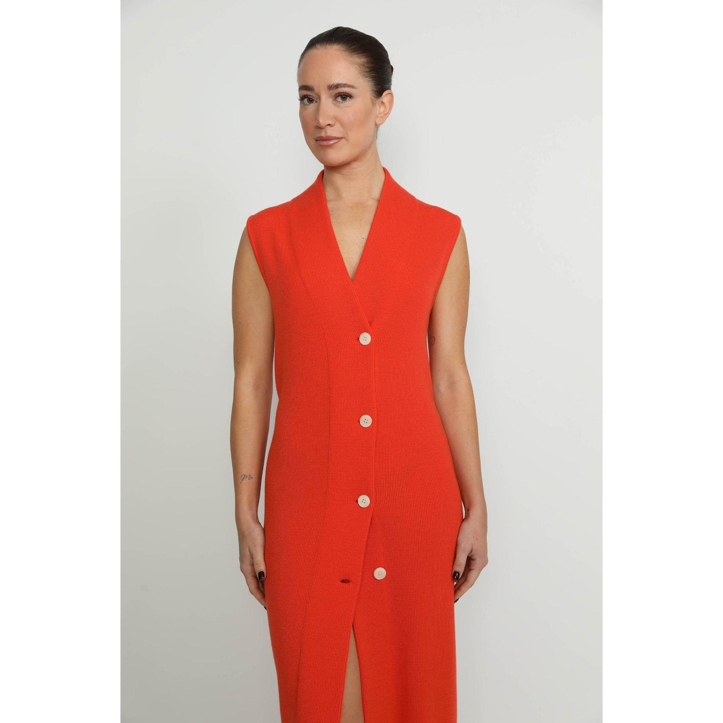 Women Arlesheim Dress - Arlesheim Orange Knit Dress